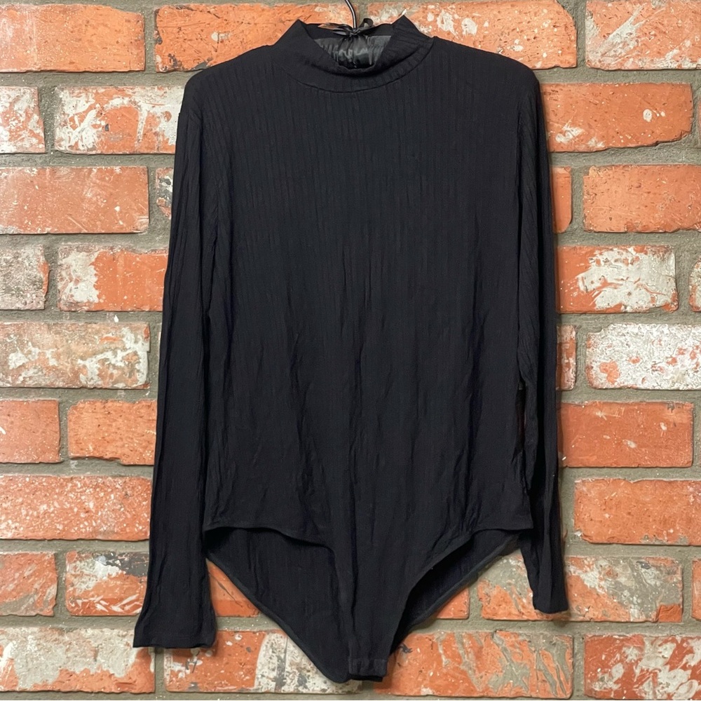 Black Mock Neck King Sleeve Bodysuit 3X